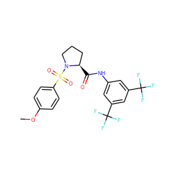 COc1ccc(S(=O)(=O)N2CCC[C@H]2C(=O)Nc2cc(C(F)(F)F)cc(C(F)(F)F)c2)cc1 ZINC000261087605