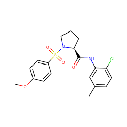 COc1ccc(S(=O)(=O)N2CCC[C@H]2C(=O)Nc2cc(C)ccc2Cl)cc1 ZINC000261185397