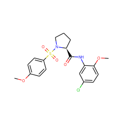 COc1ccc(S(=O)(=O)N2CCC[C@H]2C(=O)Nc2cc(Cl)ccc2OC)cc1 ZINC000261078510