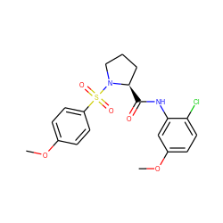 COc1ccc(S(=O)(=O)N2CCC[C@H]2C(=O)Nc2cc(OC)ccc2Cl)cc1 ZINC000261152121