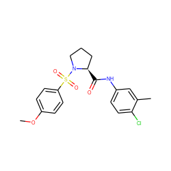 COc1ccc(S(=O)(=O)N2CCC[C@H]2C(=O)Nc2ccc(Cl)c(C)c2)cc1 ZINC000261175313