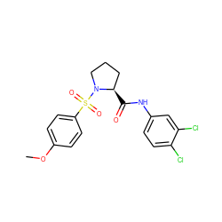 COc1ccc(S(=O)(=O)N2CCC[C@H]2C(=O)Nc2ccc(Cl)c(Cl)c2)cc1 ZINC000009306296