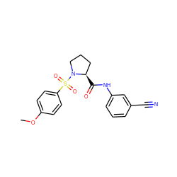 COc1ccc(S(=O)(=O)N2CCC[C@H]2C(=O)Nc2cccc(C#N)c2)cc1 ZINC000011374409