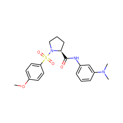 COc1ccc(S(=O)(=O)N2CCC[C@H]2C(=O)Nc2cccc(N(C)C)c2)cc1 ZINC000261094917