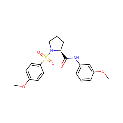COc1ccc(S(=O)(=O)N2CCC[C@H]2C(=O)Nc2cccc(OC)c2)cc1 ZINC000009068146