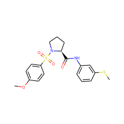 COc1ccc(S(=O)(=O)N2CCC[C@H]2C(=O)Nc2cccc(SC)c2)cc1 ZINC000015629941