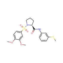 COc1ccc(S(=O)(=O)N2CCC[C@H]2C(=O)Nc2cccc(SC)c2)cc1OC ZINC000200361277