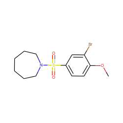 COc1ccc(S(=O)(=O)N2CCCCCC2)cc1Br ZINC000000307043