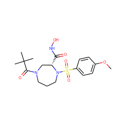 COc1ccc(S(=O)(=O)N2CCCN(C(=O)C(C)(C)C)C[C@@H]2C(=O)NO)cc1 ZINC000026578611