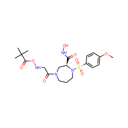 COc1ccc(S(=O)(=O)N2CCCN(C(=O)CNOC(=O)C(C)(C)C)C[C@H]2C(=O)NO)cc1 ZINC000040614090