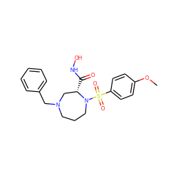 COc1ccc(S(=O)(=O)N2CCCN(Cc3ccccc3)C[C@@H]2C(=O)NO)cc1 ZINC000026578620