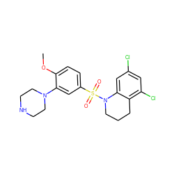 COc1ccc(S(=O)(=O)N2CCCc3c(Cl)cc(Cl)cc32)cc1N1CCNCC1 ZINC000027640007