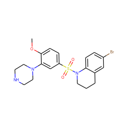 COc1ccc(S(=O)(=O)N2CCCc3cc(Br)ccc32)cc1N1CCNCC1 ZINC000027640014