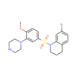 COc1ccc(S(=O)(=O)N2CCCc3ccc(Br)cc32)cc1N1CCNCC1 ZINC000027640021