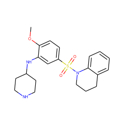 COc1ccc(S(=O)(=O)N2CCCc3ccccc32)cc1NC1CCNCC1 ZINC000095566176