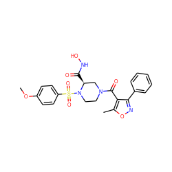 COc1ccc(S(=O)(=O)N2CCN(C(=O)c3c(-c4ccccc4)noc3C)C[C@@H]2C(=O)NO)cc1 ZINC000013804663