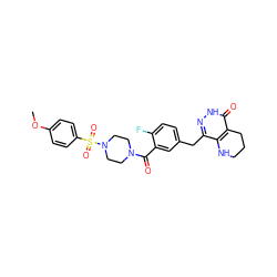 COc1ccc(S(=O)(=O)N2CCN(C(=O)c3cc(Cc4n[nH]c(=O)c5c4NCCC5)ccc3F)CC2)cc1 ZINC000146856464