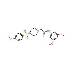 COc1ccc(S(=O)(=O)N2CCN(CC(=O)Nc3cc(OC)cc(OC)c3)CC2)cc1 ZINC000036227471