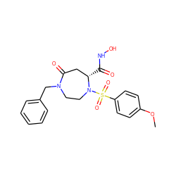 COc1ccc(S(=O)(=O)N2CCN(Cc3ccccc3)C(=O)C[C@@H]2C(=O)NO)cc1 ZINC000003821514