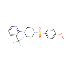 COc1ccc(S(=O)(=O)N2CCN(c3ncccc3C(F)(F)F)CC2)cc1 ZINC000020405017