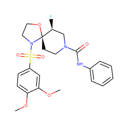 COc1ccc(S(=O)(=O)N2CCO[C@@]23CCN(C(=O)Nc2ccccc2)C[C@@H]3F)cc1OC ZINC000073138667