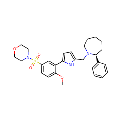 COc1ccc(S(=O)(=O)N2CCOCC2)cc1-c1ccc(CN2CCCCC[C@H]2c2ccccc2)[nH]1 ZINC000001540656