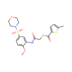 COc1ccc(S(=O)(=O)N2CCOCC2)cc1NC(=O)COC(=O)c1ccc(C)s1 ZINC000009715665