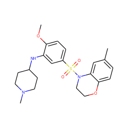 COc1ccc(S(=O)(=O)N2CCOc3ccc(C)cc32)cc1NC1CCN(C)CC1 ZINC000095574530