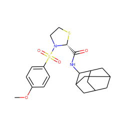 COc1ccc(S(=O)(=O)N2CCS[C@@H]2C(=O)NC2C3CC4CC(C3)CC2C4)cc1 ZINC000066258889