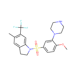 COc1ccc(S(=O)(=O)N2CCc3cc(C)c(C(F)(F)F)cc32)cc1N1CCNCC1 ZINC000027653789