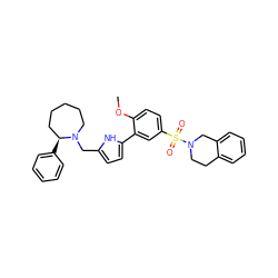 COc1ccc(S(=O)(=O)N2CCc3ccccc3C2)cc1-c1ccc(CN2CCCCC[C@@H]2c2ccccc2)[nH]1 ZINC000027552447