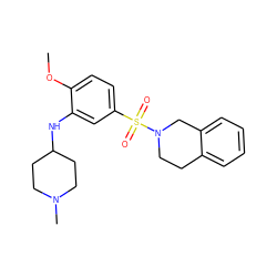 COc1ccc(S(=O)(=O)N2CCc3ccccc3C2)cc1NC1CCN(C)CC1 ZINC000095580386