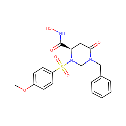 COc1ccc(S(=O)(=O)N2CN(Cc3ccccc3)C(=O)C[C@@H]2C(=O)NO)cc1 ZINC000003821510