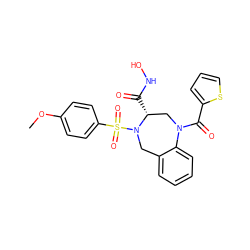 COc1ccc(S(=O)(=O)N2Cc3ccccc3N(C(=O)c3cccs3)C[C@H]2C(=O)NO)cc1 ZINC000003923785