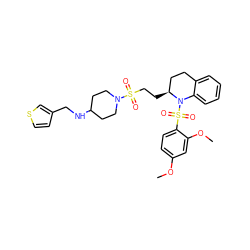 COc1ccc(S(=O)(=O)N2c3ccccc3CC[C@@H]2CCS(=O)(=O)N2CCC(NCc3ccsc3)CC2)c(OC)c1 ZINC000049722806