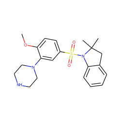 COc1ccc(S(=O)(=O)N2c3ccccc3CC2(C)C)cc1N1CCNCC1 ZINC000027646095