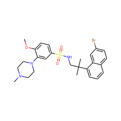 COc1ccc(S(=O)(=O)NCC(C)(C)c2cccc3ccc(Br)cc23)cc1N1CCN(C)CC1 ZINC000653724734