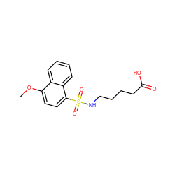 COc1ccc(S(=O)(=O)NCCCCC(=O)O)c2ccccc12 ZINC000681559070