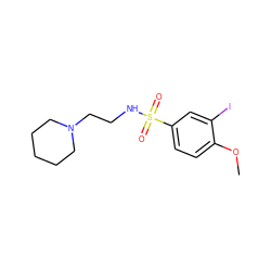 COc1ccc(S(=O)(=O)NCCN2CCCCC2)cc1I ZINC000013780040