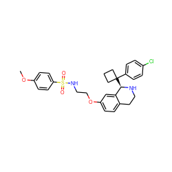 COc1ccc(S(=O)(=O)NCCOc2ccc3c(c2)[C@@H](C2(c4ccc(Cl)cc4)CCC2)NCC3)cc1 ZINC000114980081