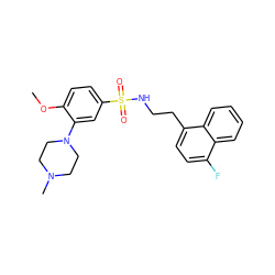 COc1ccc(S(=O)(=O)NCCc2ccc(F)c3ccccc23)cc1N1CCN(C)CC1 ZINC000653727919