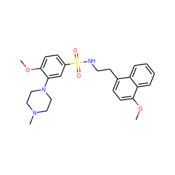 COc1ccc(S(=O)(=O)NCCc2ccc(OC)c3ccccc23)cc1N1CCN(C)CC1 ZINC000653726370