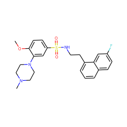 COc1ccc(S(=O)(=O)NCCc2cccc3ccc(F)cc23)cc1N1CCN(C)CC1 ZINC000653741259