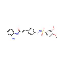 COc1ccc(S(=O)(=O)NCc2ccc(/C=C/C(=O)Nc3ccccc3N)cc2)cc1OC ZINC000013493399