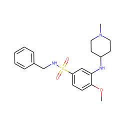 COc1ccc(S(=O)(=O)NCc2ccccc2)cc1NC1CCN(C)CC1 ZINC000058603746