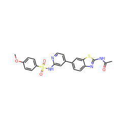 COc1ccc(S(=O)(=O)Nc2cc(-c3ccc4nc(NC(C)=O)sc4c3)ccn2)cc1 ZINC000071317495