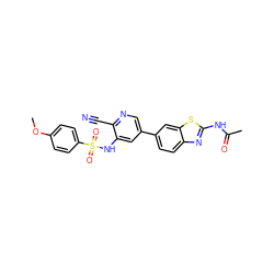 COc1ccc(S(=O)(=O)Nc2cc(-c3ccc4nc(NC(C)=O)sc4c3)cnc2C#N)cc1 ZINC000071330243