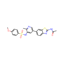 COc1ccc(S(=O)(=O)Nc2cc(-c3ccc4nc(NC(C)=O)sc4c3)cnc2C)cc1 ZINC000071296222