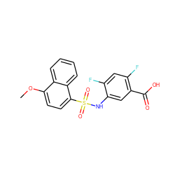 COc1ccc(S(=O)(=O)Nc2cc(C(=O)O)c(F)cc2F)c2ccccc12 ZINC000055612318