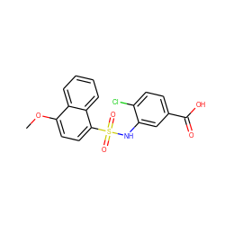 COc1ccc(S(=O)(=O)Nc2cc(C(=O)O)ccc2Cl)c2ccccc12 ZINC000642375599